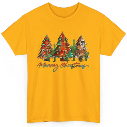 Merry Christmas Tree Western Christmas Desert Cactus Leopard Classic Unisex T-Shirt