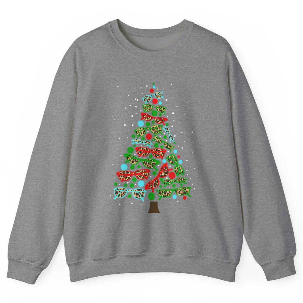 Optician Christmas Funny Xmas Tree Eyeglasses Optometrist Unisex Crewneck Sweatshirt