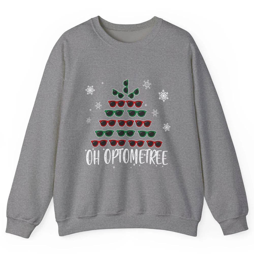 Optician Christmas Funny Xmas Tree Eyeglasses Optometrist Unisex Crewneck Sweatshirt
