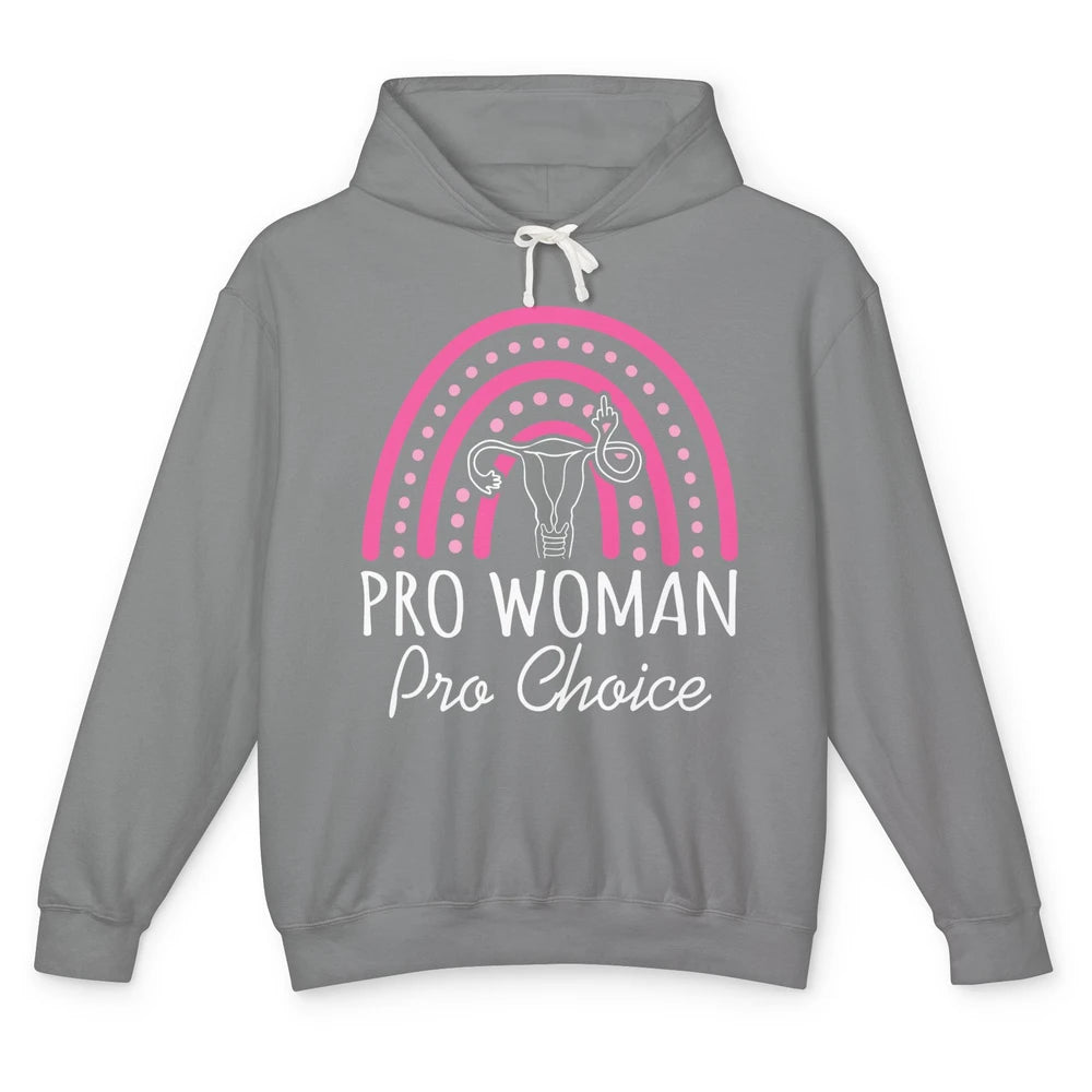 Pro Women Pro Choice My Uterus Rainbow Abortion Rights Unisex Lightweight Hoodie