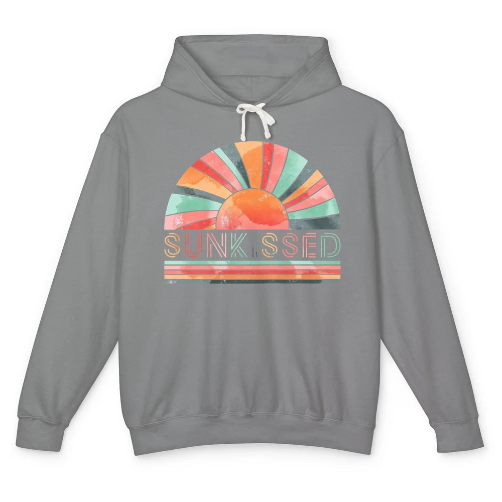 Retro Rainbow Sunkissed Summer Beach Life Vintage Boho Unisex Lightweight Hoodie