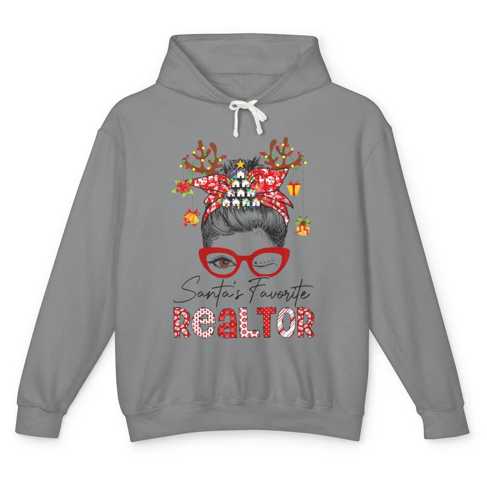 Merry Christmas Xmas Santa Messy Hair Realtor Real Estate Unisex Lightweight Hoodie