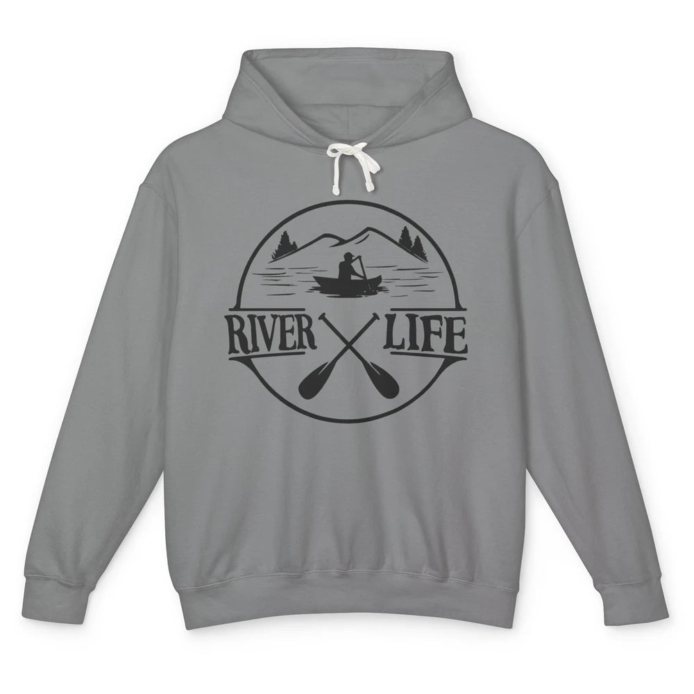 Retro River Life Is Better On The River Kayaking Canoe Unisex Lightweight Hoodie