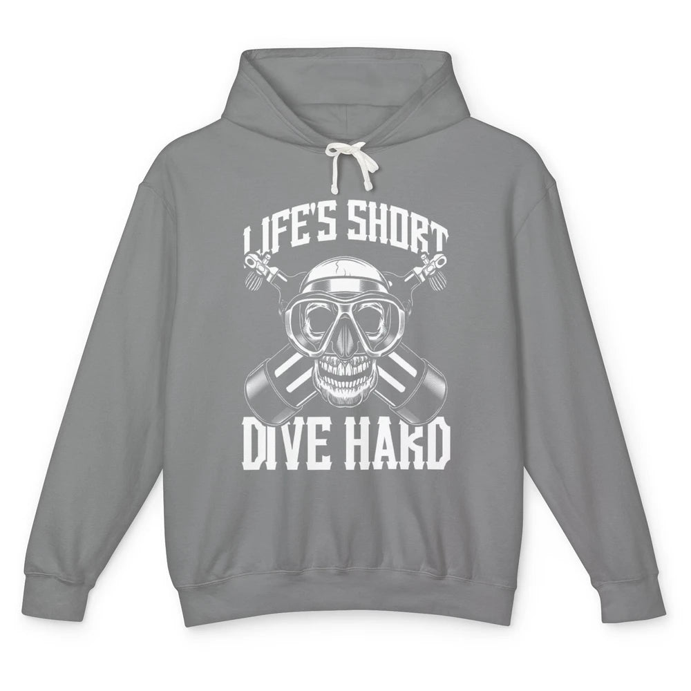 Dive Hard Skull Scuba Diver Underwater Diving Men Deep Sea Unisex Lightweight Hoodie
