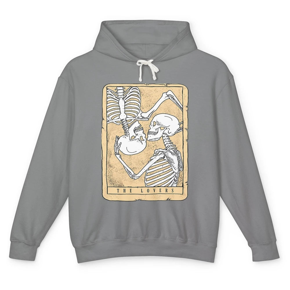 Tarot Card The Lovers Skeleton Couple Funny Skull Vintage Astrology Gothic Happy Valentine's Day Unisex Lightweight Hoodie