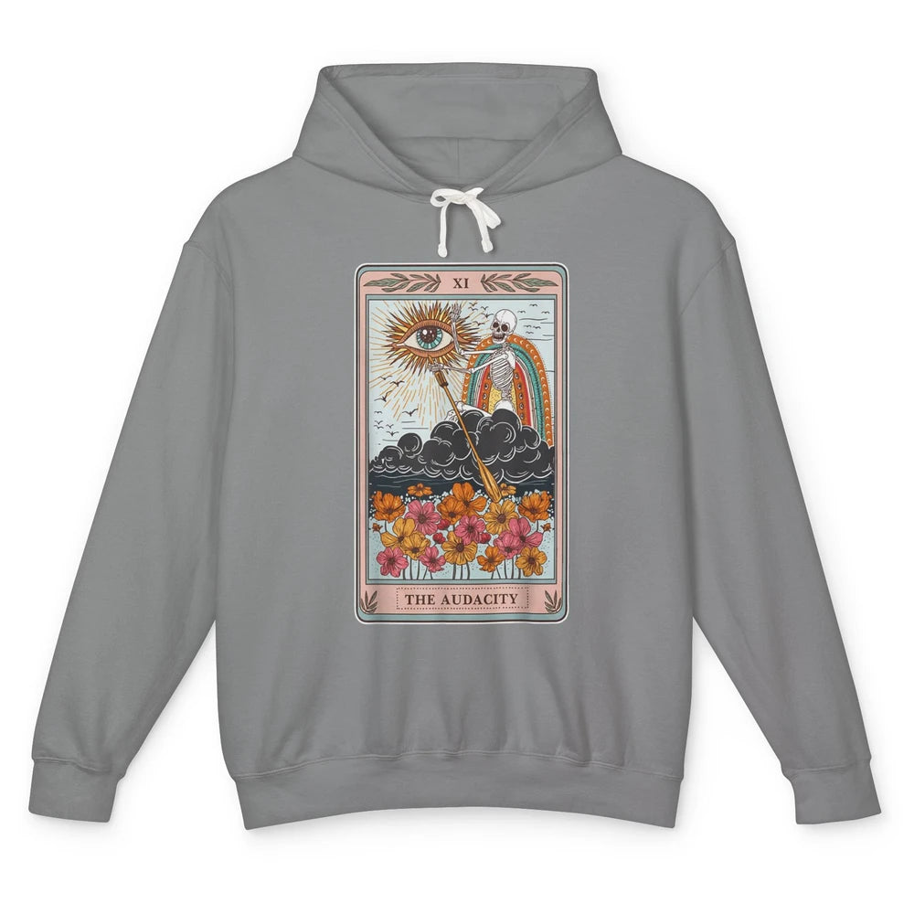 Tarot Card The Audacity Skeleton Mystical Eye Aesthetic Goth Unisex Lightweight Hoodie