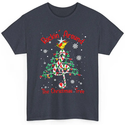 Rockin' Around The Christmas Tree Xmas Music Note Snow Retro Classic Unisex T-Shirt