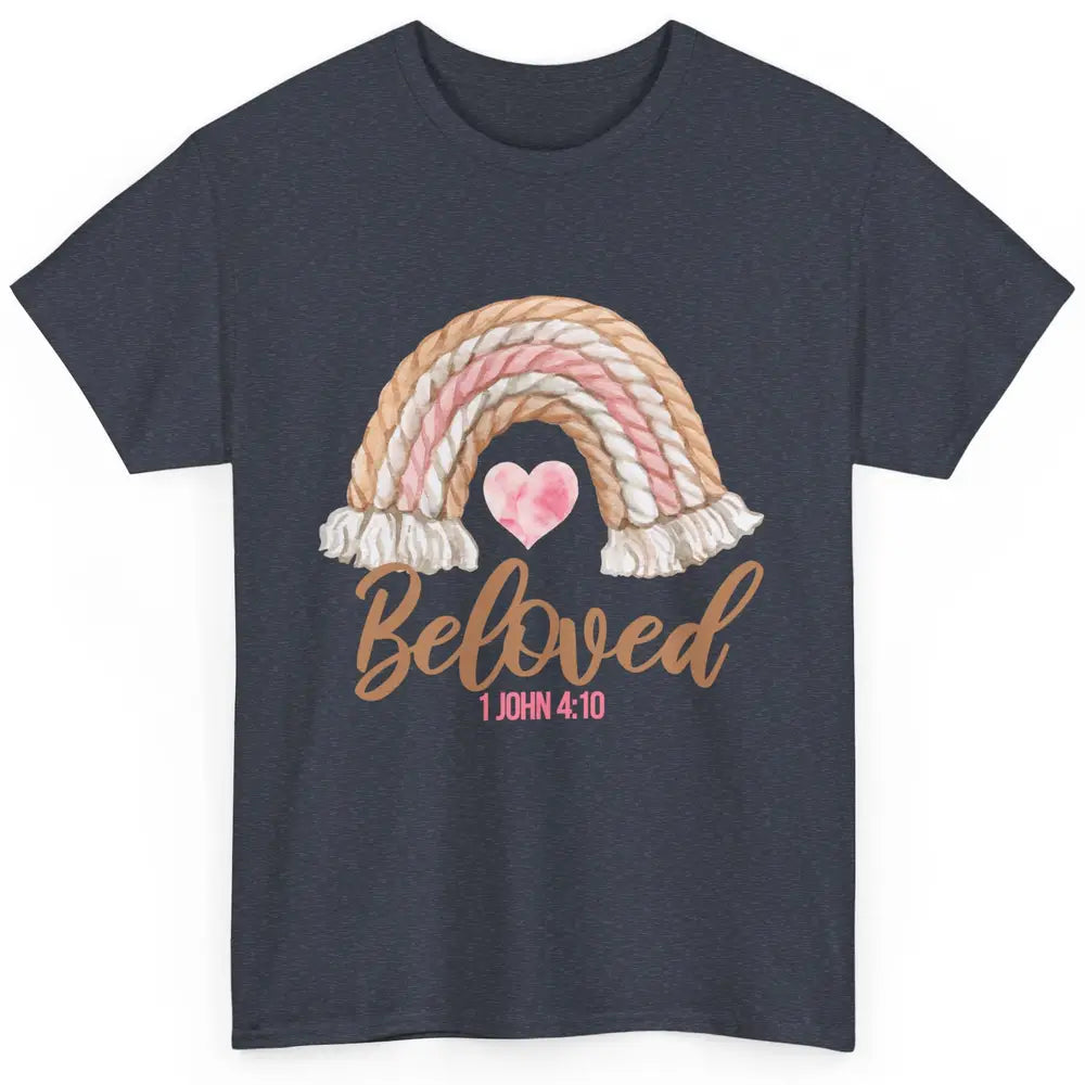 Beloved Christian Women Vintage Rainbow Bible Verse Heart Classic Unisex T-Shirt