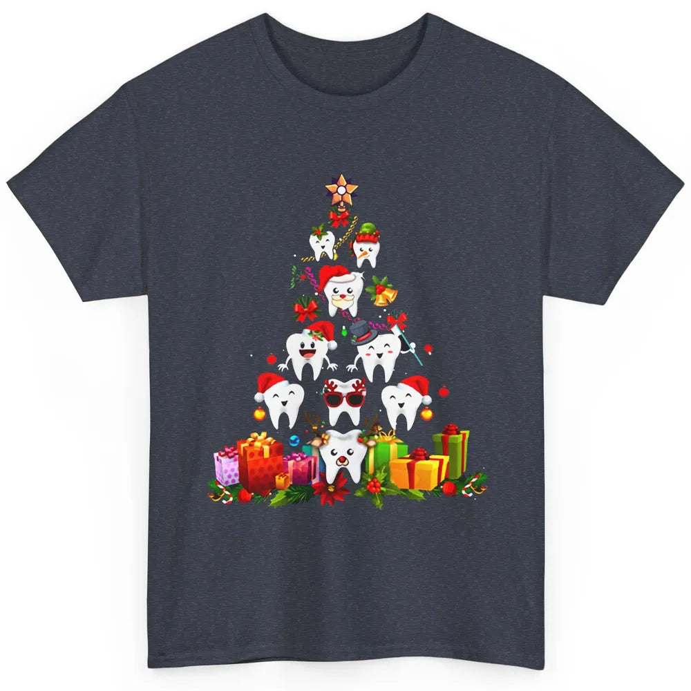 Funny Dentist Cute Teeth Christmas Tree Dental Christmas Classic Unisex T-Shirt