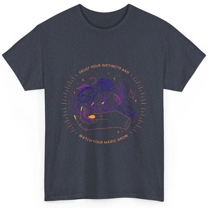 Watch Magic Grow Mystical Moon Witchy Hand Floral Rose Goth Classic Unisex T-Shirt
