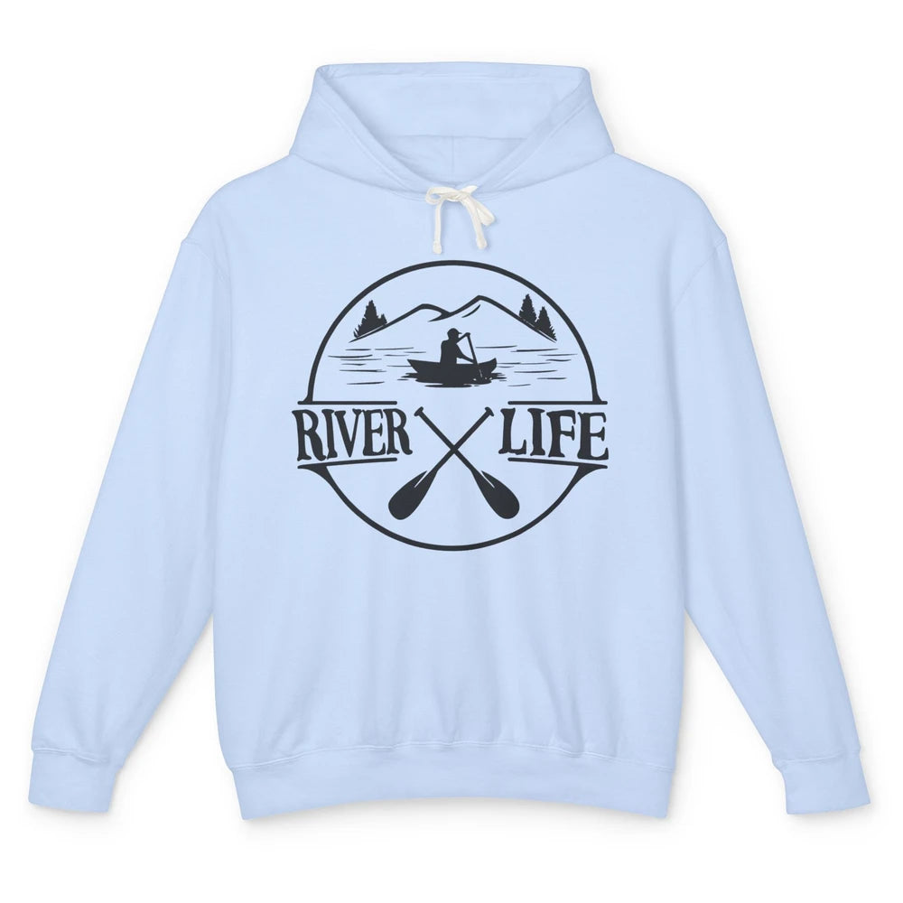 Retro River Life Is Better On The River Kayaking Canoe Unisex Lightweight Hoodie