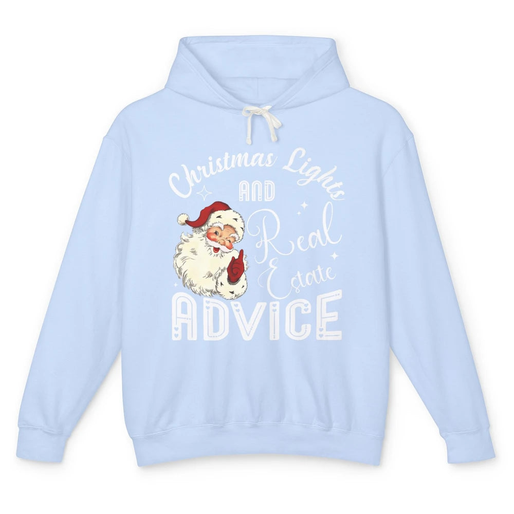 Merry Christmas Xmas Lights Santa Realtor Real Estate Advice Unisex Lightweight Hoodie