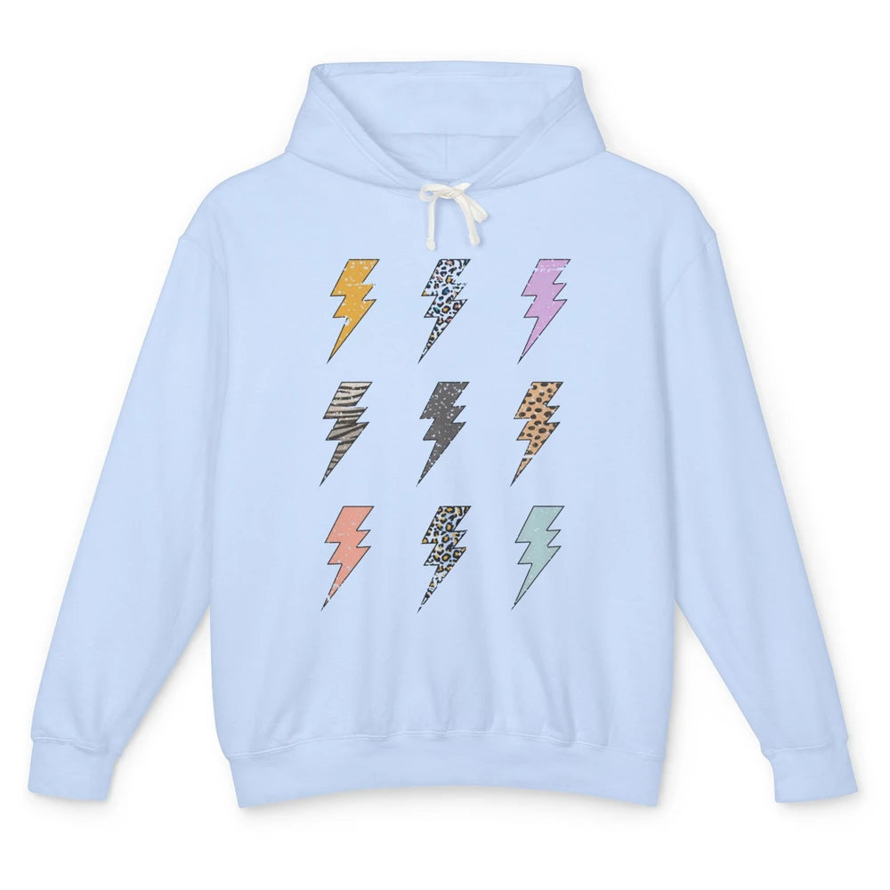 Preppy Lightning Bolt Colorful Leopard Cheetah Western Retro Unisex Lightweight Hoodie