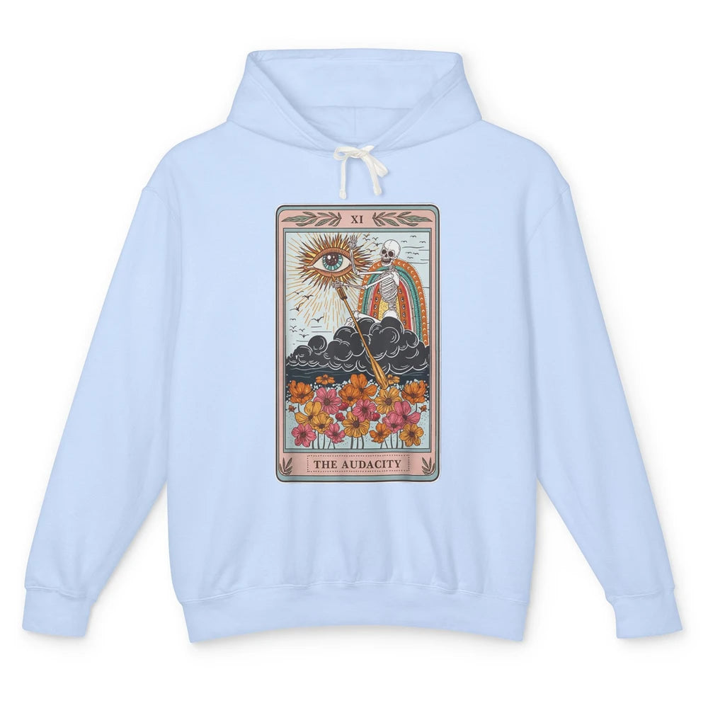 Tarot Card The Audacity Skeleton Mystical Eye Aesthetic Goth Unisex Lightweight Hoodie