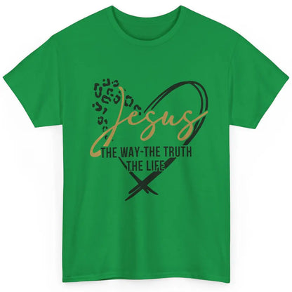 Way Truth Life Bible Verse Christian Jesus God Leopard Heart Classic Unisex T-Shirt