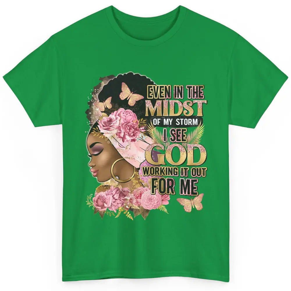 Black Girl In The Midst Of Storm Afro Woman Christian Belief Classic Unisex T-Shirt