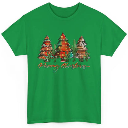 Merry Christmas Tree Western Christmas Desert Cactus Leopard Classic Unisex T-Shirt