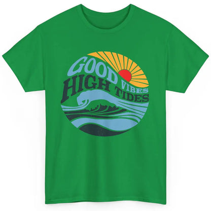 Retro Rainbow Sunrise Good Vibes High Tides Positive Vibes Classic Unisex T-Shirt