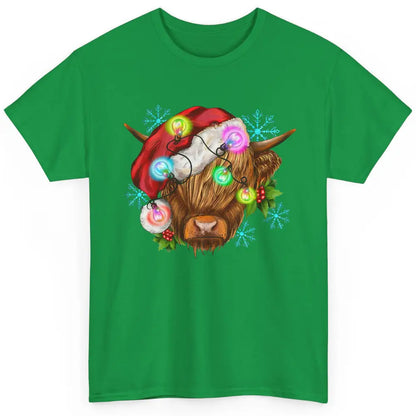 Christmas Highland Cow Xmas Light Western Christmas Cow Classic Unisex T-Shirt