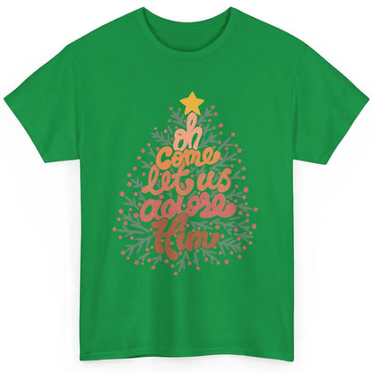 Retro Christmas Tree Oh Come Let Us Adore Him Groovy Xmas Classic Unisex T-Shirt
