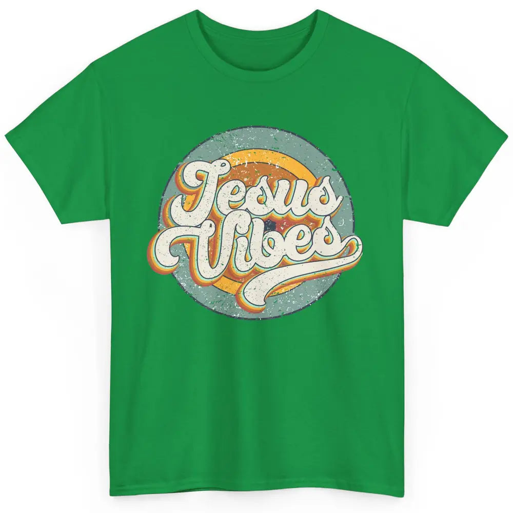 Retro Rainbow Jesus Vibes Bible Verse Christian Religious Classic Unisex T-Shirt