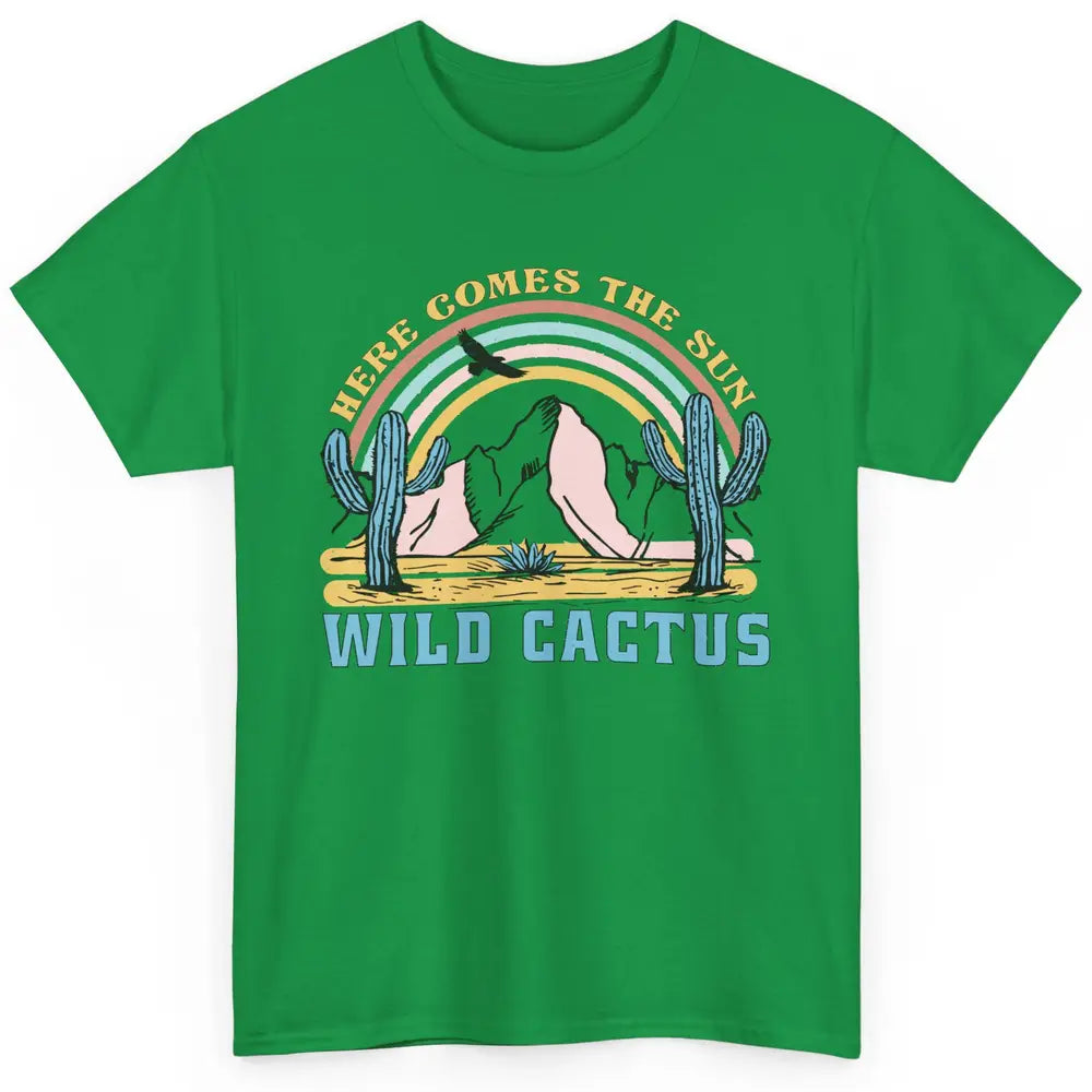 Retro Rainbow Here Come The Sun Wild cactus Desert Western Classic Unisex T-Shirt