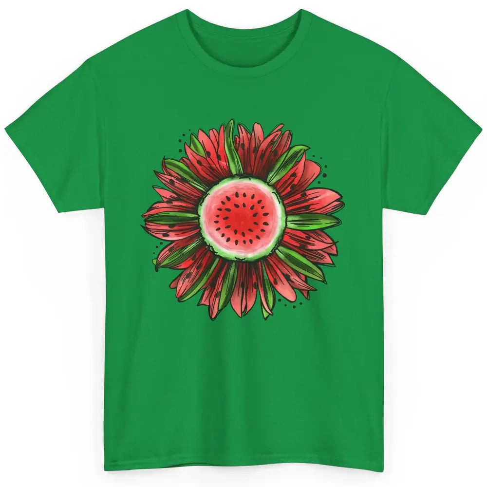 Watermelon Sunflower Summer Peace Love Watermelon Lover Gift Classic Unisex T-Shirt