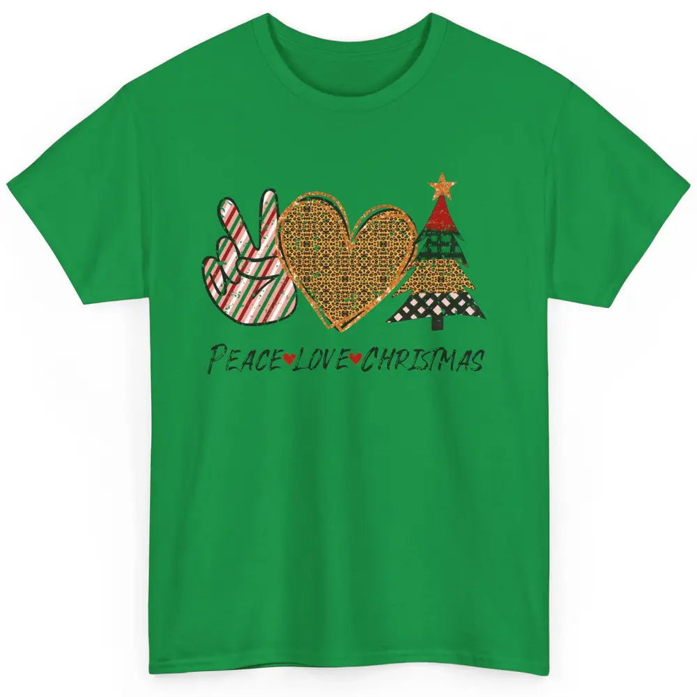 Peace Love Christmas Leopard Merry Christmas Vintage Retro Classic Unisex T-Shirt