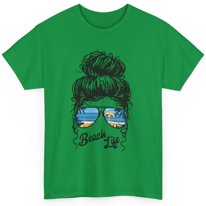 Beach Life Messy Bun Hawaiian Hair Retro Beach Palms Summer Classic Unisex T-Shirt