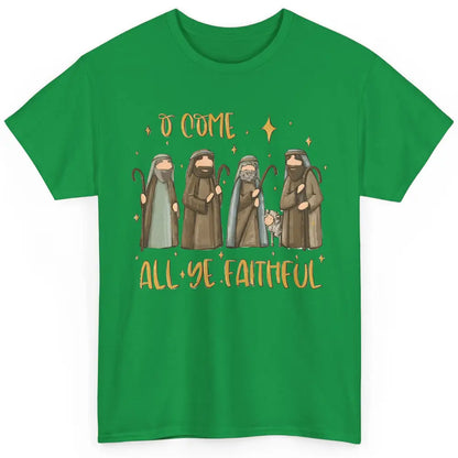 Retro Christmas O Come All Ye Faithful Christian Jesus Faith Classic Unisex T-Shirt