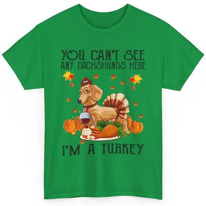 Funny Dachshund I'm A Turkey Happy Thanksgiving Fall Pumpkin Classic Unisex T-Shirt