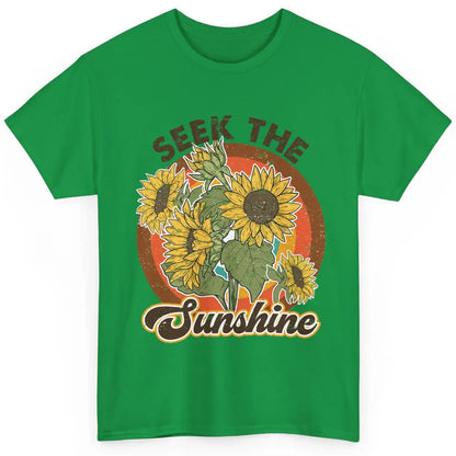 Retro Rainbow Sunflower Seek The Sunshine Peace Hippie Girl Classic Unisex T-Shirt