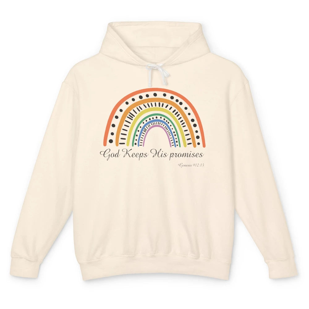 Retro Rainbow God Keeps His Promises Christian Religious Unisex Lightweight Hoodie