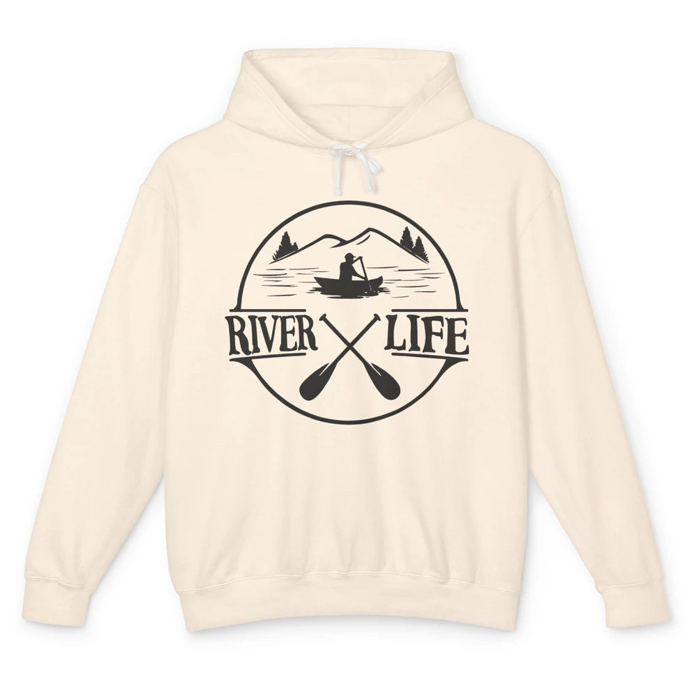 Retro River Life Is Better On The River Kayaking Canoe Unisex Lightweight Hoodie