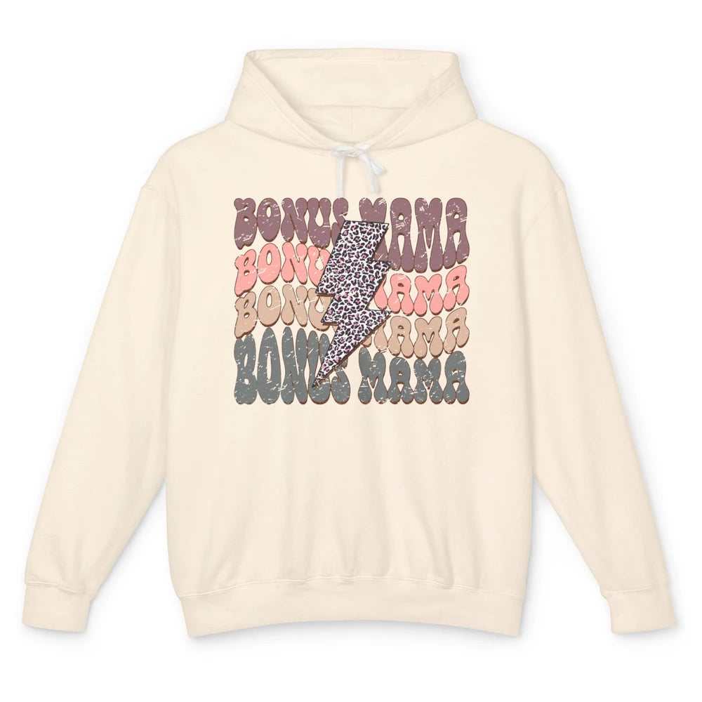 Retro Bonus Mama Leopard Lightning Bolt Western Stepmother Unisex Lightweight Hoodie