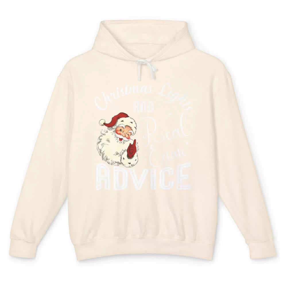Merry Christmas Xmas Lights Santa Realtor Real Estate Advice Unisex Lightweight Hoodie