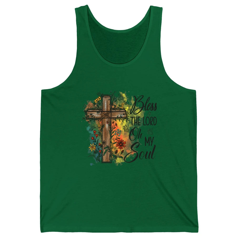 Christian Bless The Lord Oh My Soul Bible Verse Jesus Christ Flower Cross Church Unisex Jersey Tank