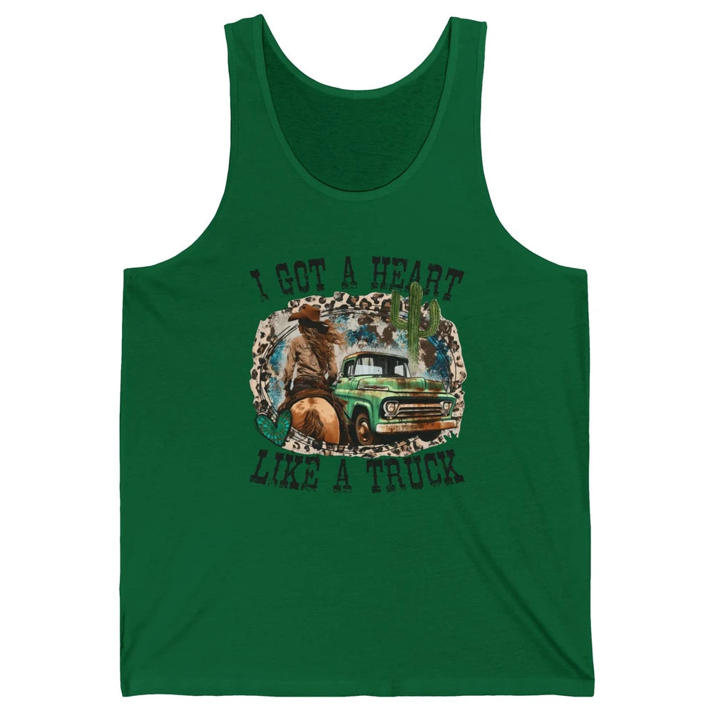 Leopard Cowgirl I Got A Heart Like A Truck Western Country Unisex Jersey Tank