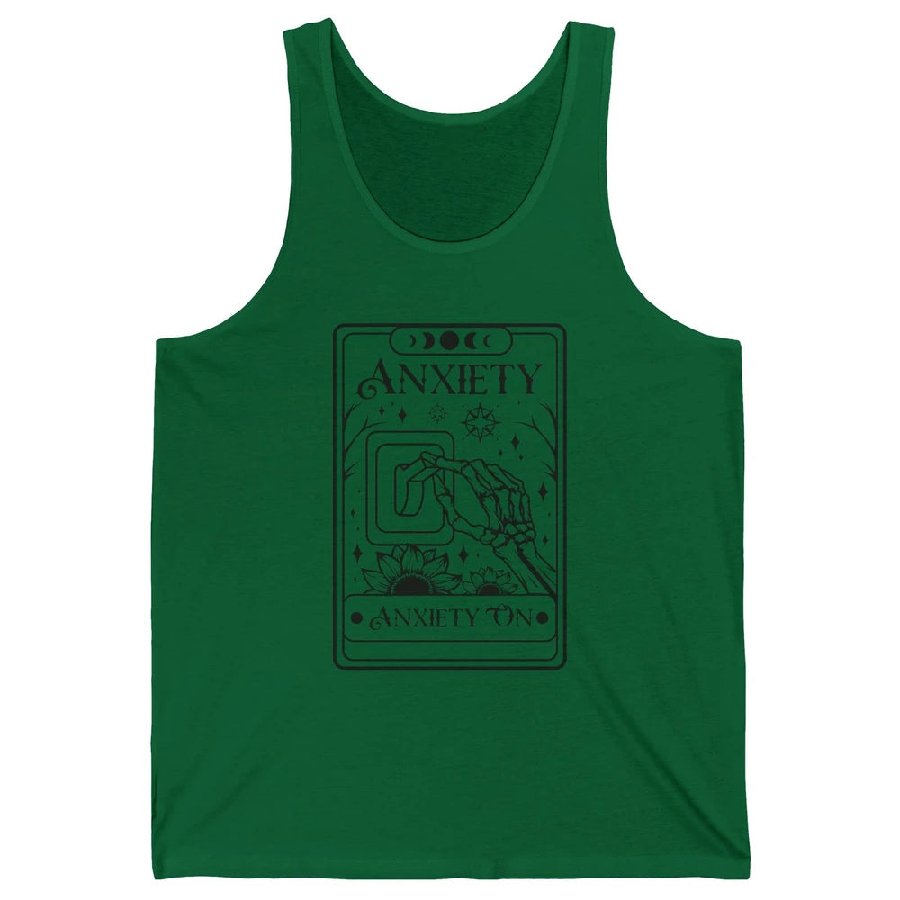 Retro Halloween Skeleton Hand Anxiety On Off Mental Health Unisex Jersey Tank
