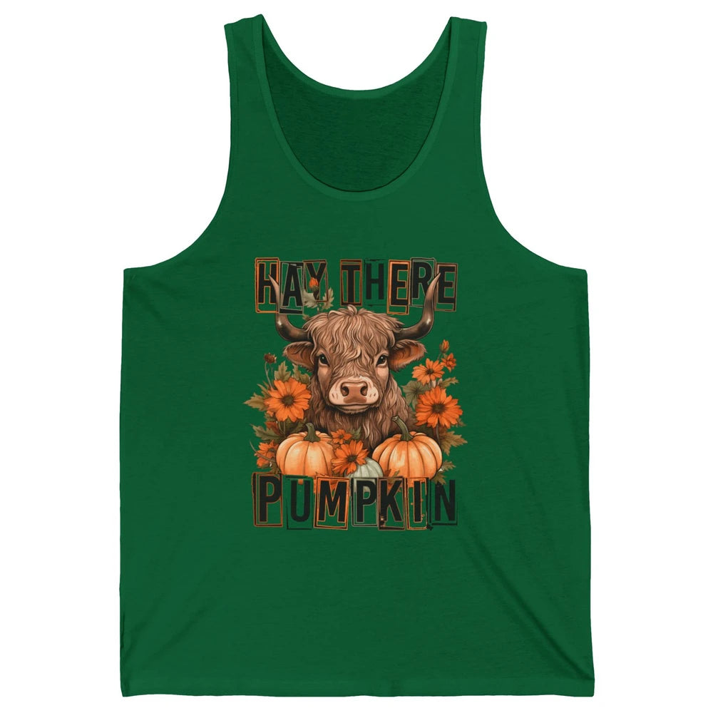 Hay Fall Highland Cow Pumpkin Western Country Farm Autumn Unisex Jersey Tank