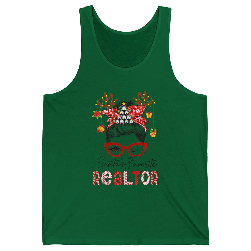 Merry Christmas Xmas Santa Messy Hair Realtor Real Estate Unisex Jersey Tank
