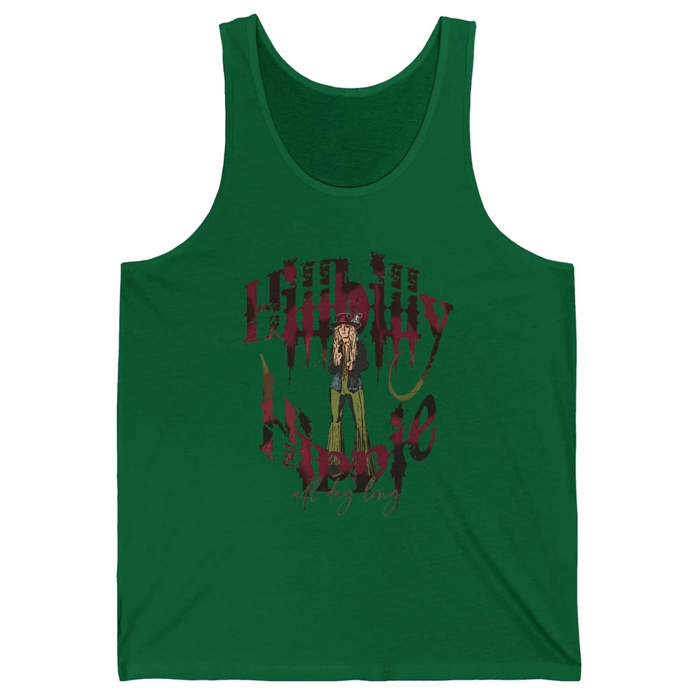 Retro Cowgirl Hillbilly Hippie All Day Long Western Country Unisex Jersey Tank