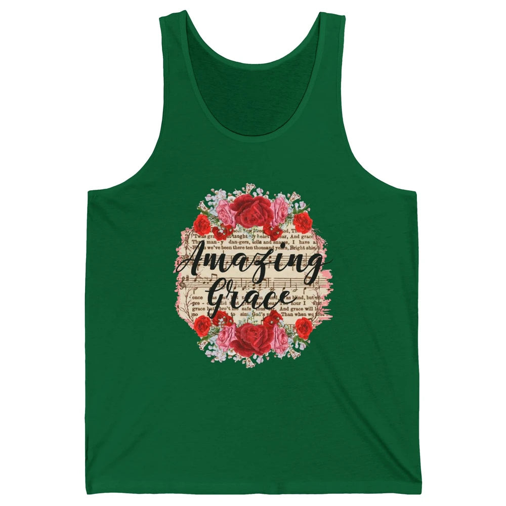 Floral Amazing Grace Jesus Lovers Christian Religious Gift Unisex Jersey Tank