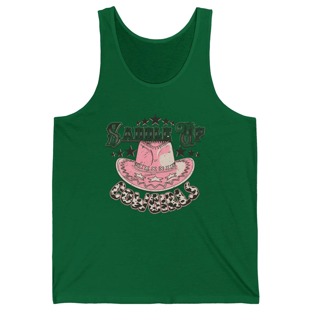 Cowgirl Hat Cow Print Saddle Up Cowgirl Western Country Gift Unisex Jersey Tank