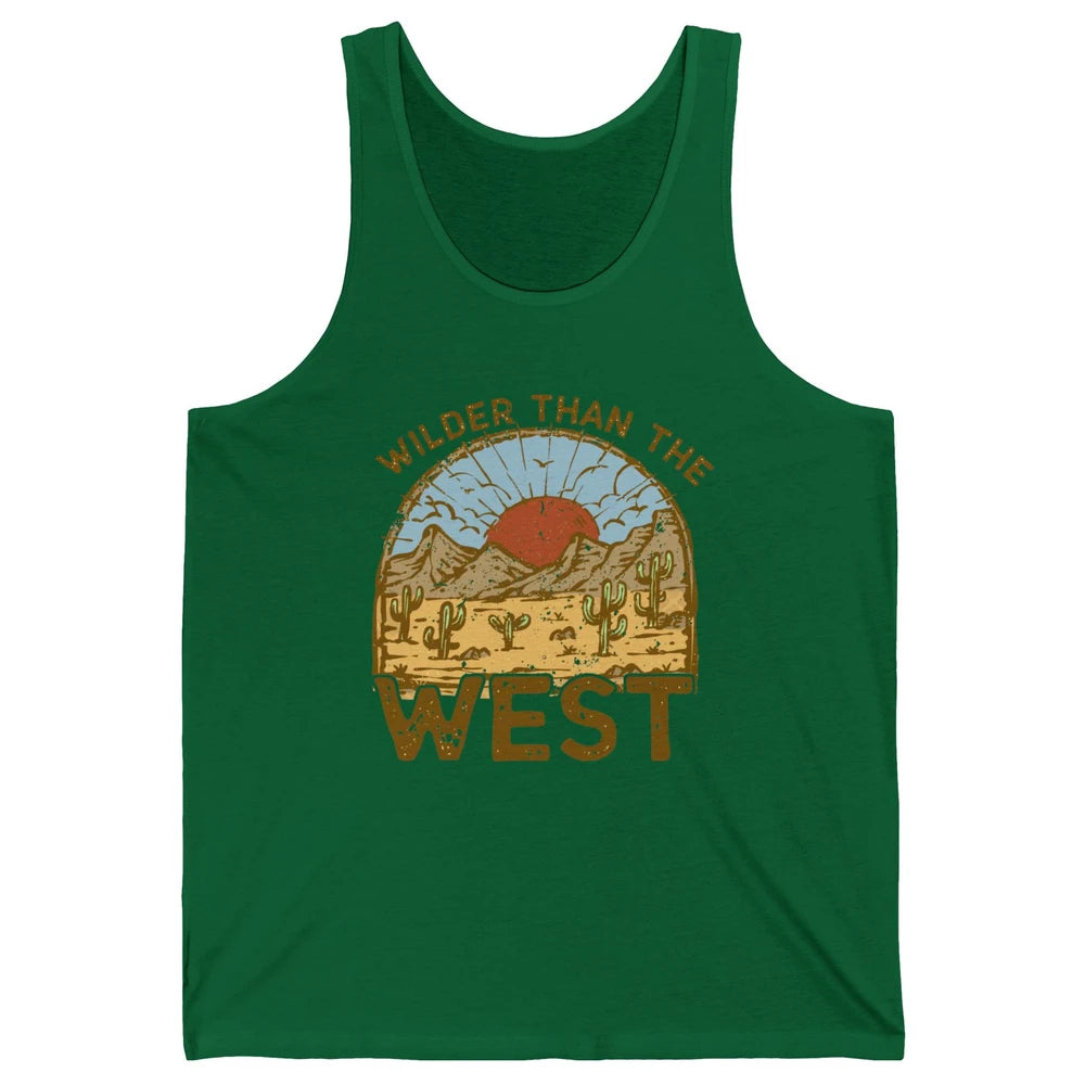 Retro Wilder Than The West Western Country Sunset Desert Unisex Jersey Tank