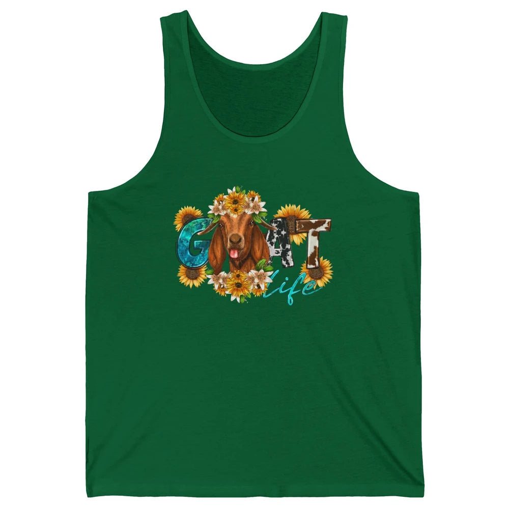 Sunflower Goat Life Just A Girl Who Love Goat Farmer Western Unisex Jersey Tank