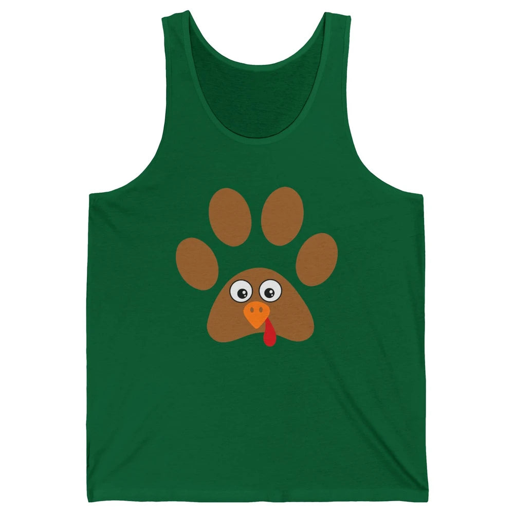 Turkey Pawprint Dog Paw Thanksgiving Cute Puppy Turkey Day Unisex Jersey Tank