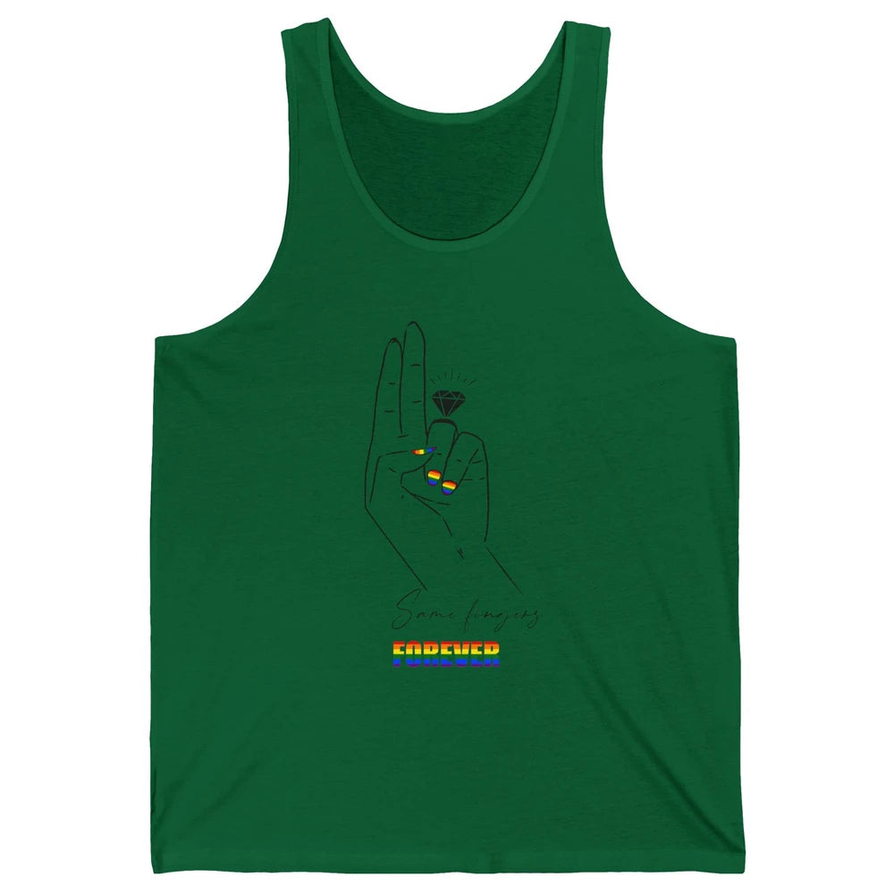 Same Fingers Forever Bride LGBT Engaged Gay Bachelorette Unisex Jersey Tank