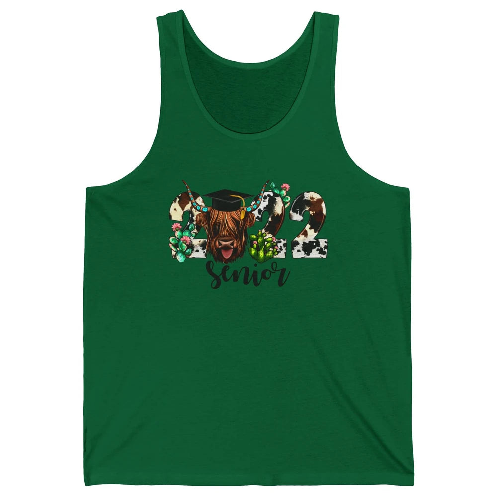 Senior 2022 Highland Cow Western Heifer Graduation 2022 Gift Unisex Jersey Tank
