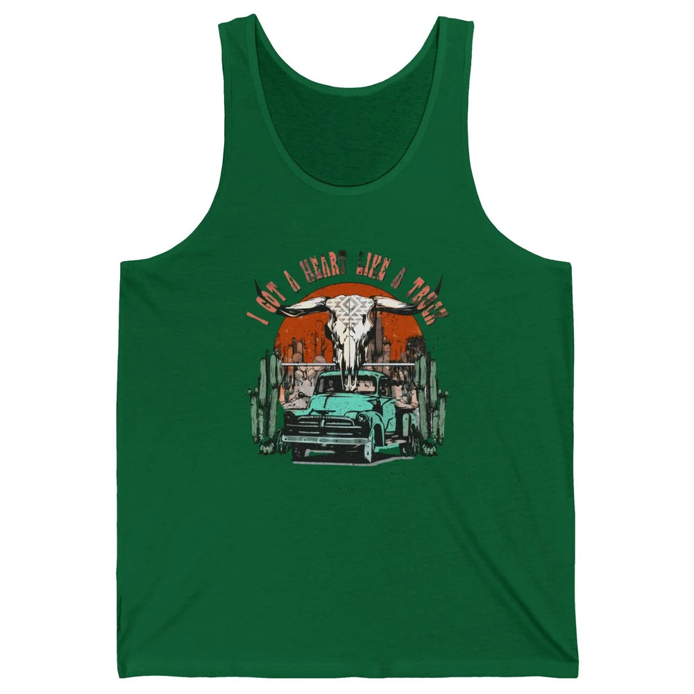 Desert Bull Skull Got A Heart Like A Truck Western Valentine Unisex Jersey Tank